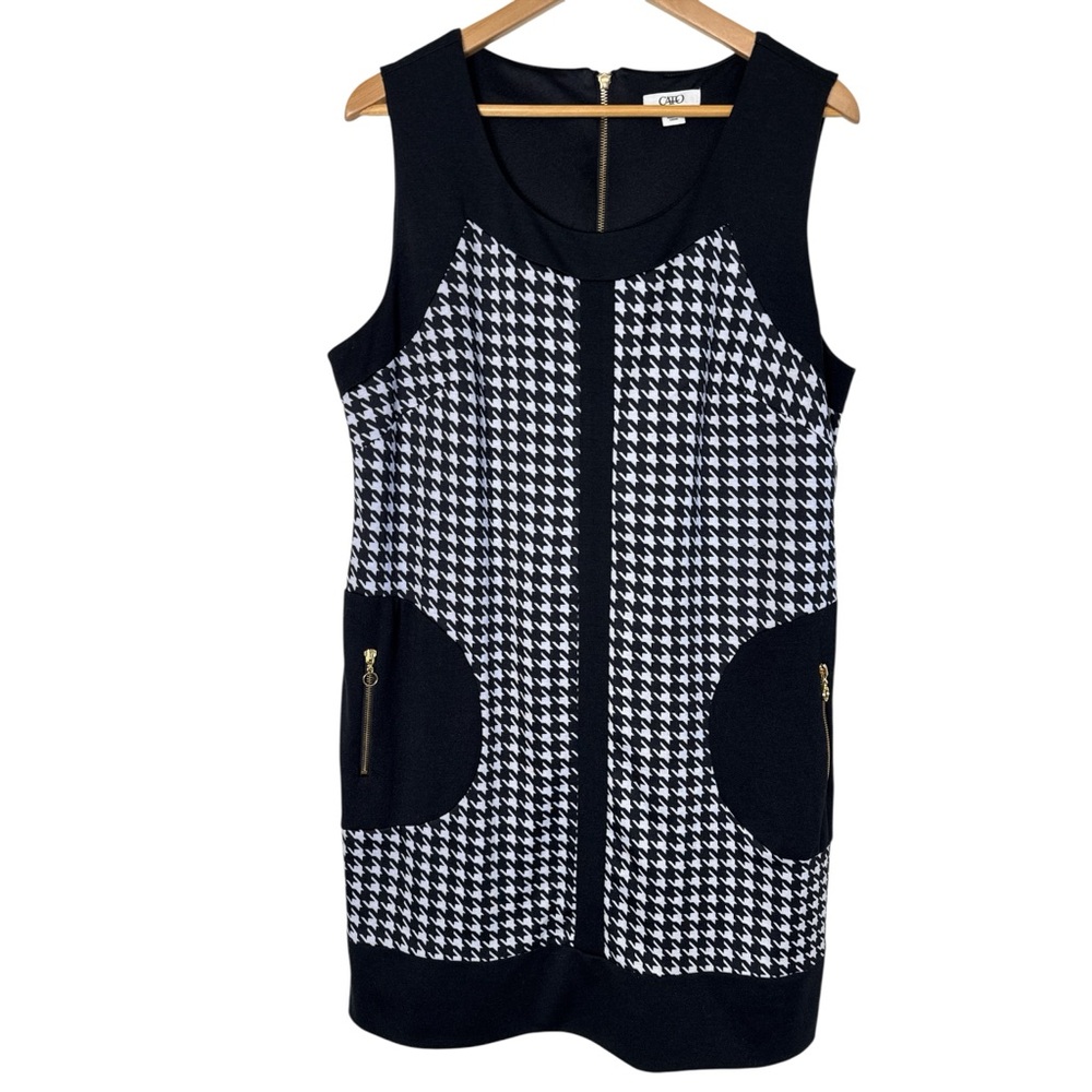 CATO black and white geometric print sleeveless midi XL - Picture 2 of 8